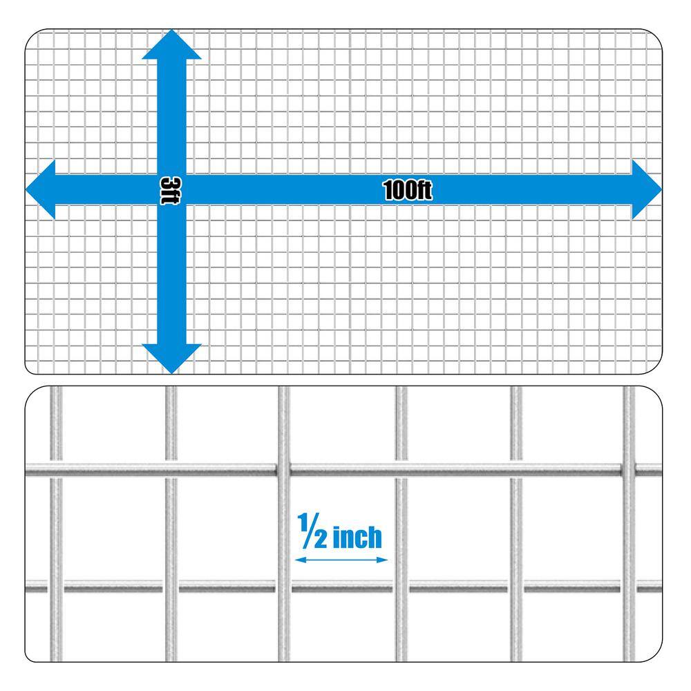 Fencer Wire 12 in. x 3 ft. x 100 ft. 19-Gauge Hardware Cloth Metal Wire Mesh Galvanized Welded Cage Wire CA19-3X100MF12@HD