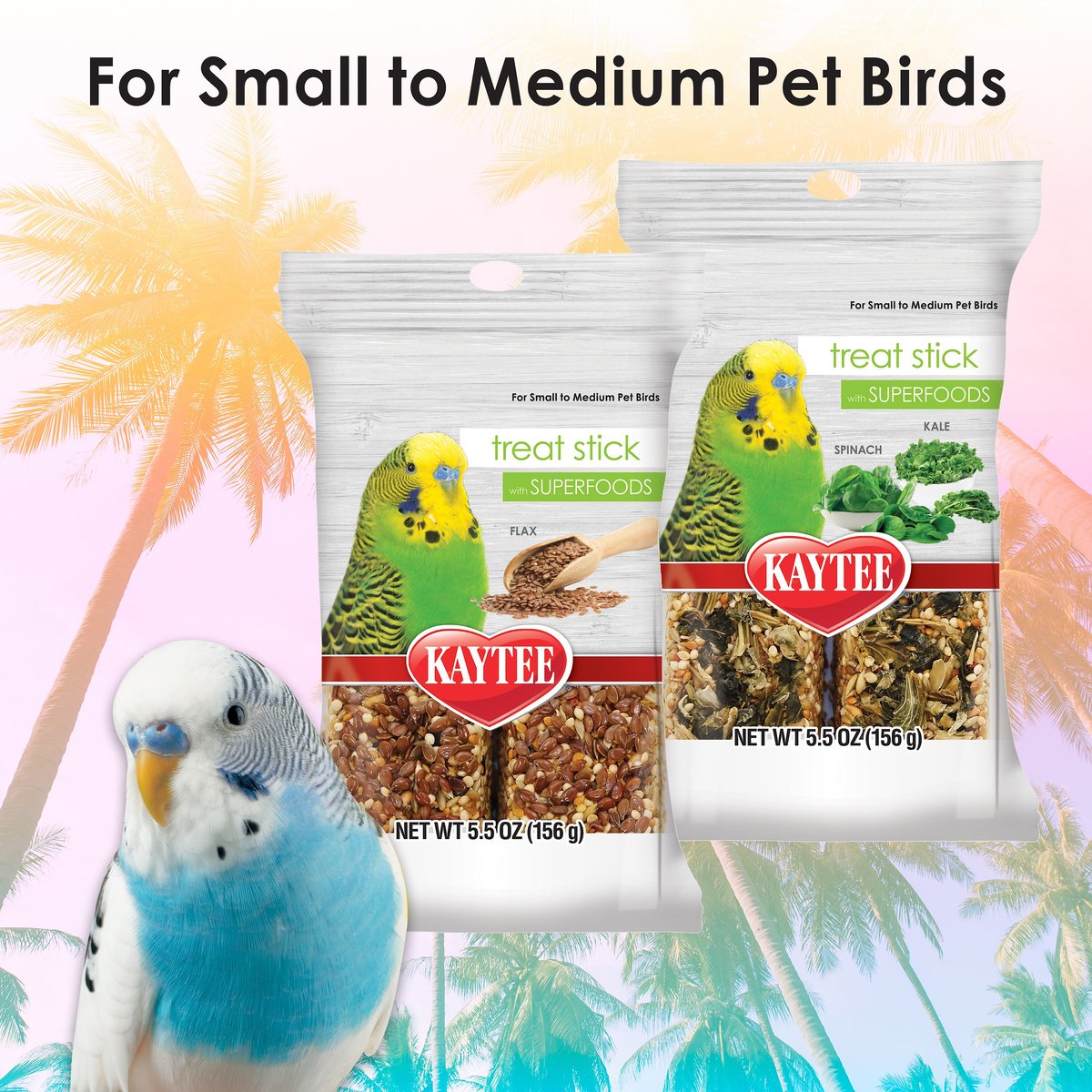 Kaytee Avian Superfood Treat Stick Flax Bird Treat， 5.5-oz bag