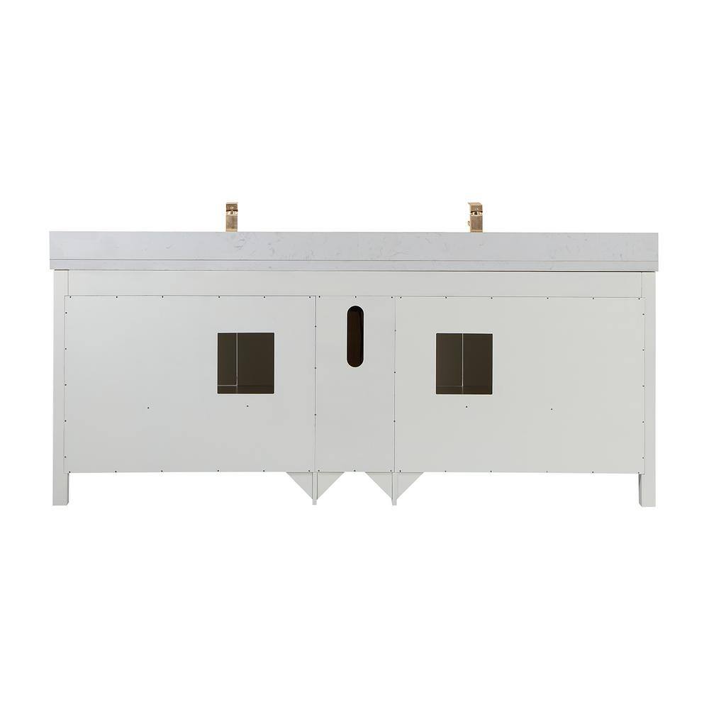 ROSWELL Shannon 84 in. W x 22 in. D 33.9 in. H Bath Vanity in White with White Composite Stone Top 885084-WH-WSN