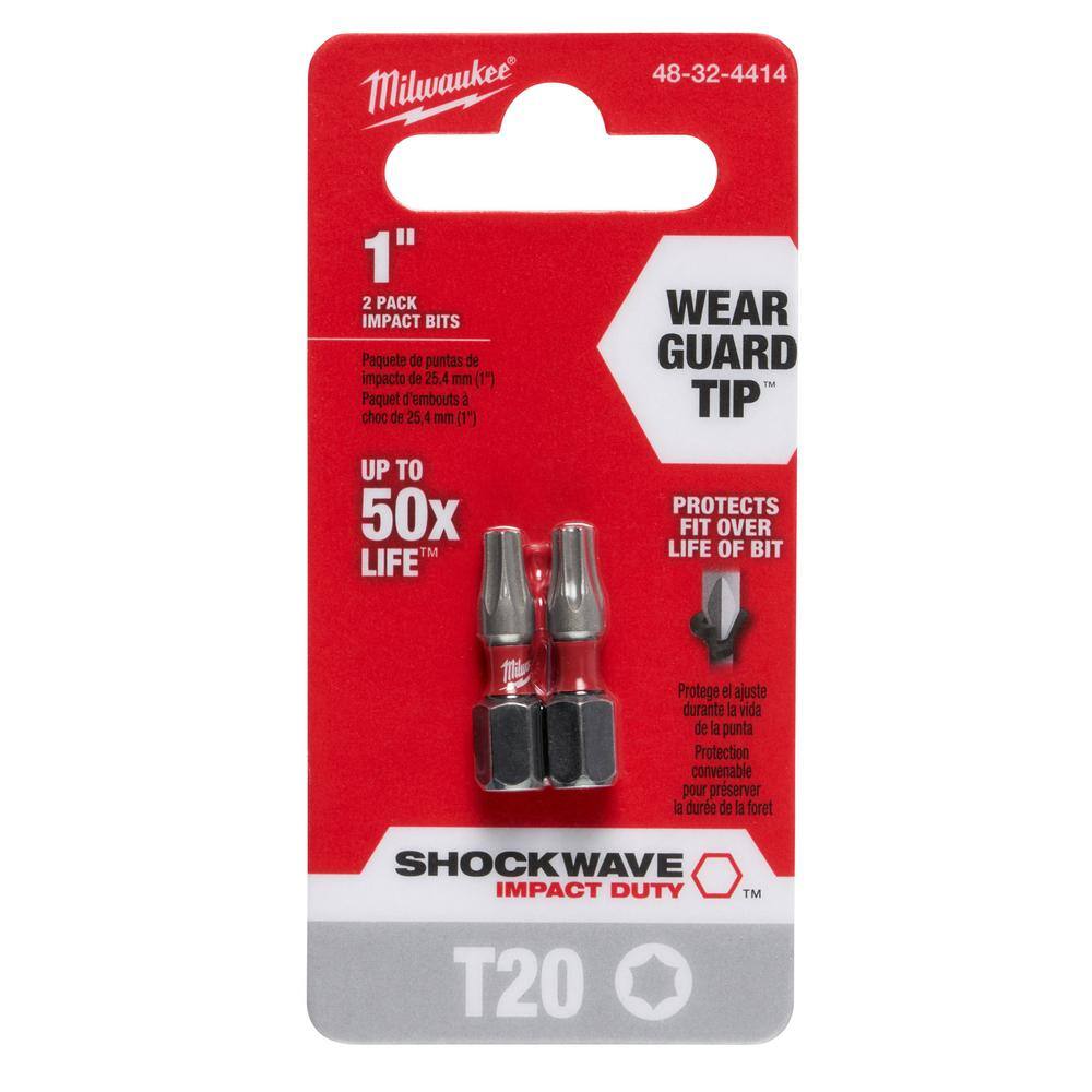 MW SHOCKWAVE Impact Duty 1 in. T20 Torx Alloy Steel Insert Bit (2-Pack) 48-32-4414