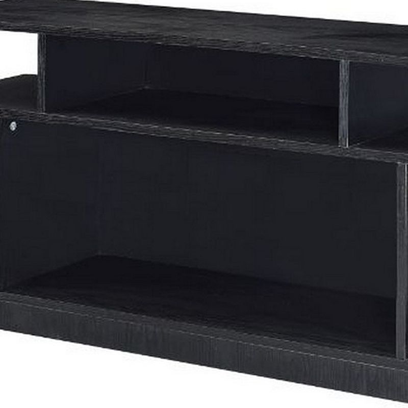 Sofa Table with 2 Open Compartments and Extended Sides， Black