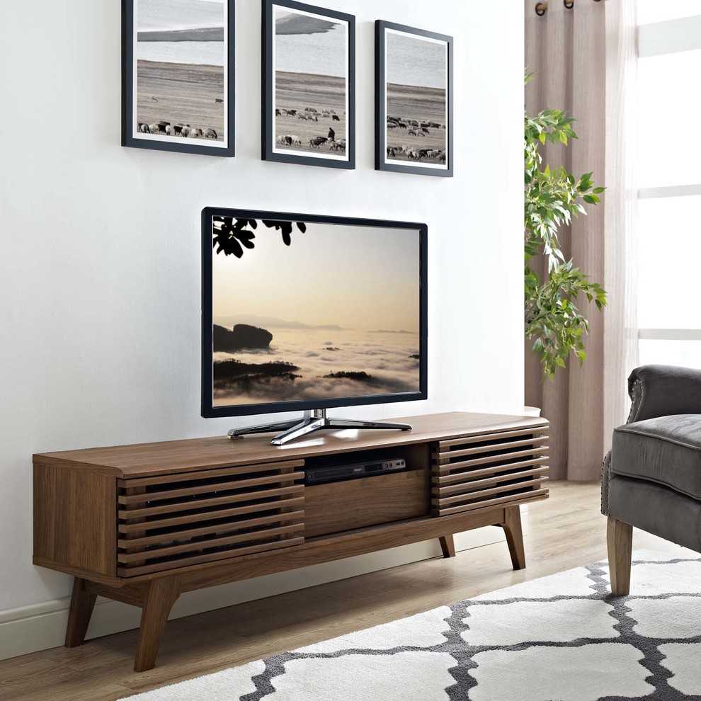 Render TV Stand  Walnut   Midcentury   Entertainment Centers And Tv Stands   by First of a Kind USA Inc  Houzz