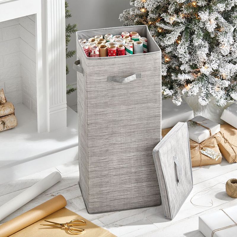 mDesign 41 Tall Gift-Wrapping Paper Storage Box with Handles + Removable Lid