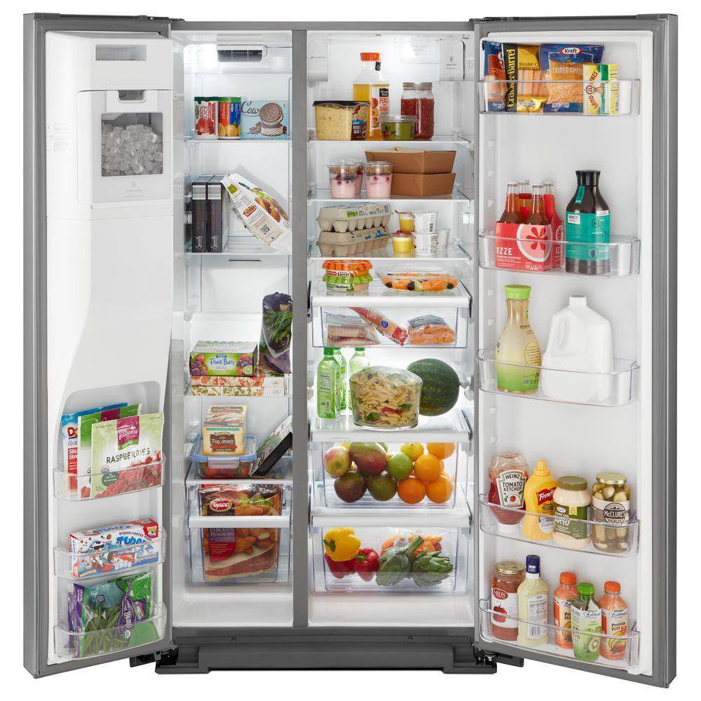 Whirlpool 21 cu. ft. Side by Side Refrigerator in Fingerprint Resistant Stainless Steel Counter Depth WRSA71CIHZ