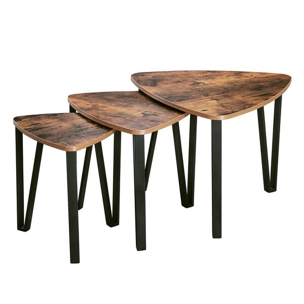 VASAGLE Industrial Nesting Coffee Table， Set of 3 End Tables for Living Room， Stacking Side Tables， Easy Assembly