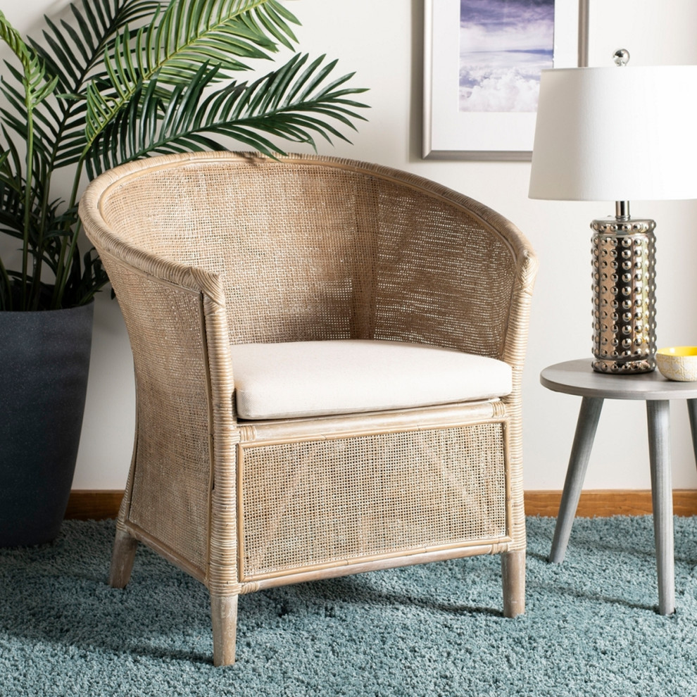 Elias Rattan Arm Chair Grey/ Whitewash   Modern   Armchairs And Accent Chairs   by Virgil Stanis Design  Houzz