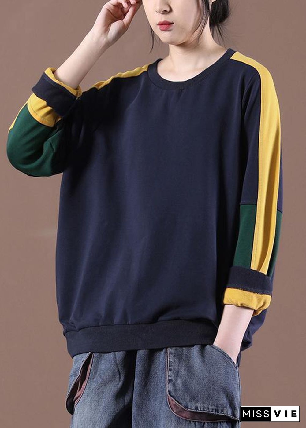 Modern Navy Patchwork Sweatshirt