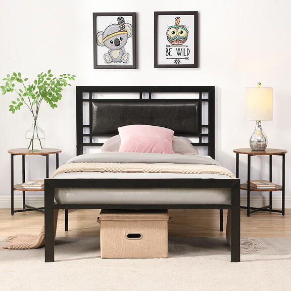 Queen Size Metal Bed Frame with Headboard and Foot...