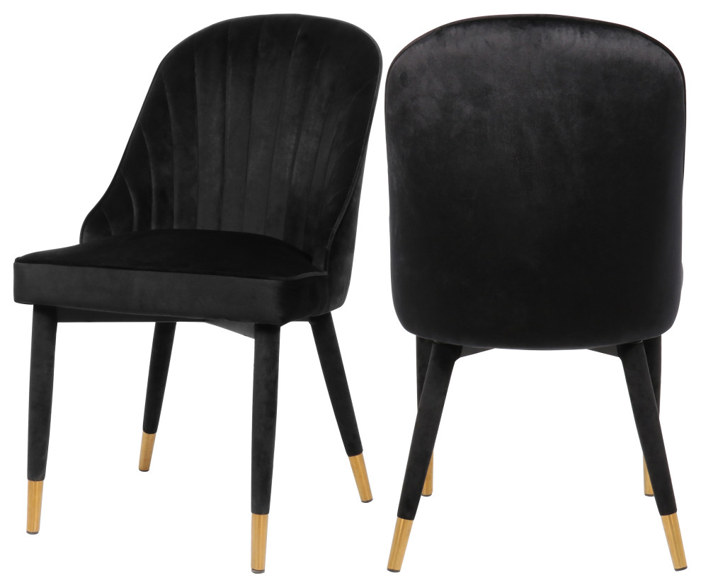 Belle Velvet Dining Chair  Set of 2   Midcentury   Dining Chairs   by Meridian Furniture  Houzz