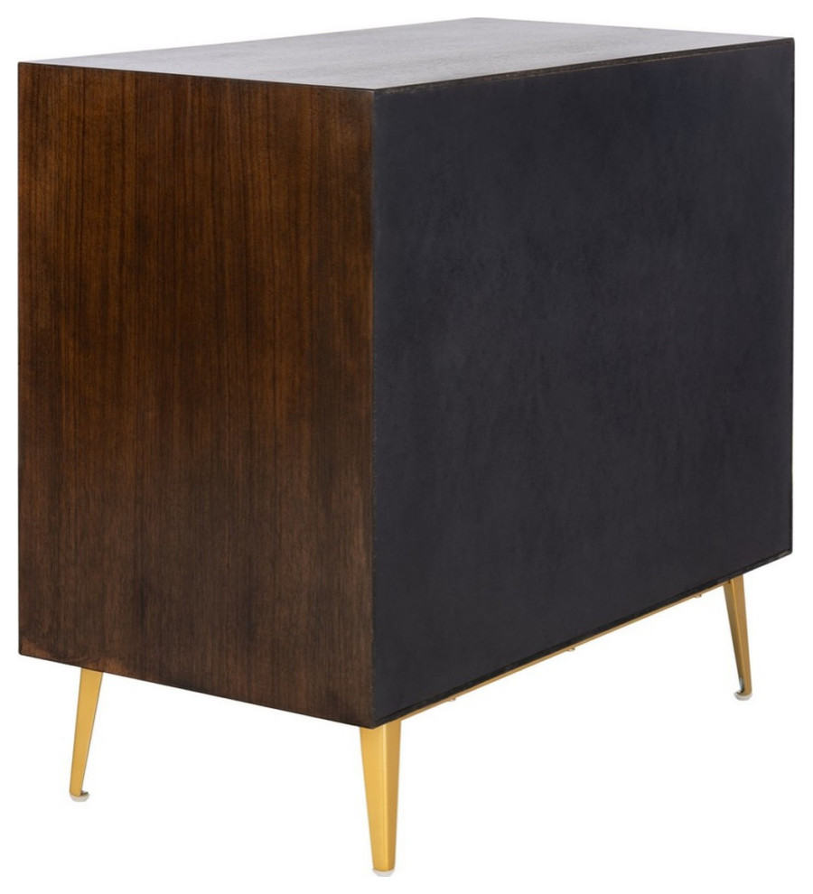 Gina 3 Drawer Chest Walnut/Gold   Midcentury   Accent Chests And Cabinets   by V.S.D Furniture  Houzz