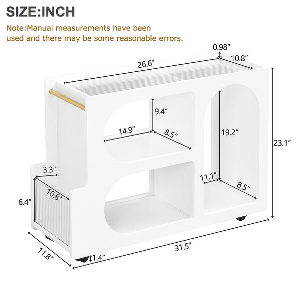 Mobile End Table with Lockable Wheels，Open Organizer