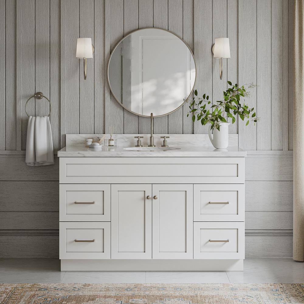 ARIEL Hamlet 54 in. W x 21.5 in. D x 33.5 in. H Bath Vanity Cabinet Only in White F055S-BC-WHT