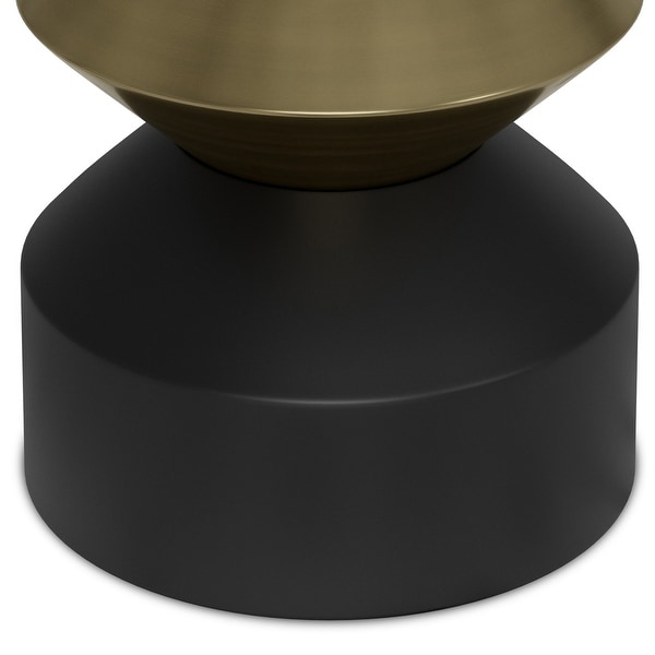 WYNDENHALL Clover Modern 14 inch Wide Metal Side Table in Black/Brass， Fully Assembled - 14