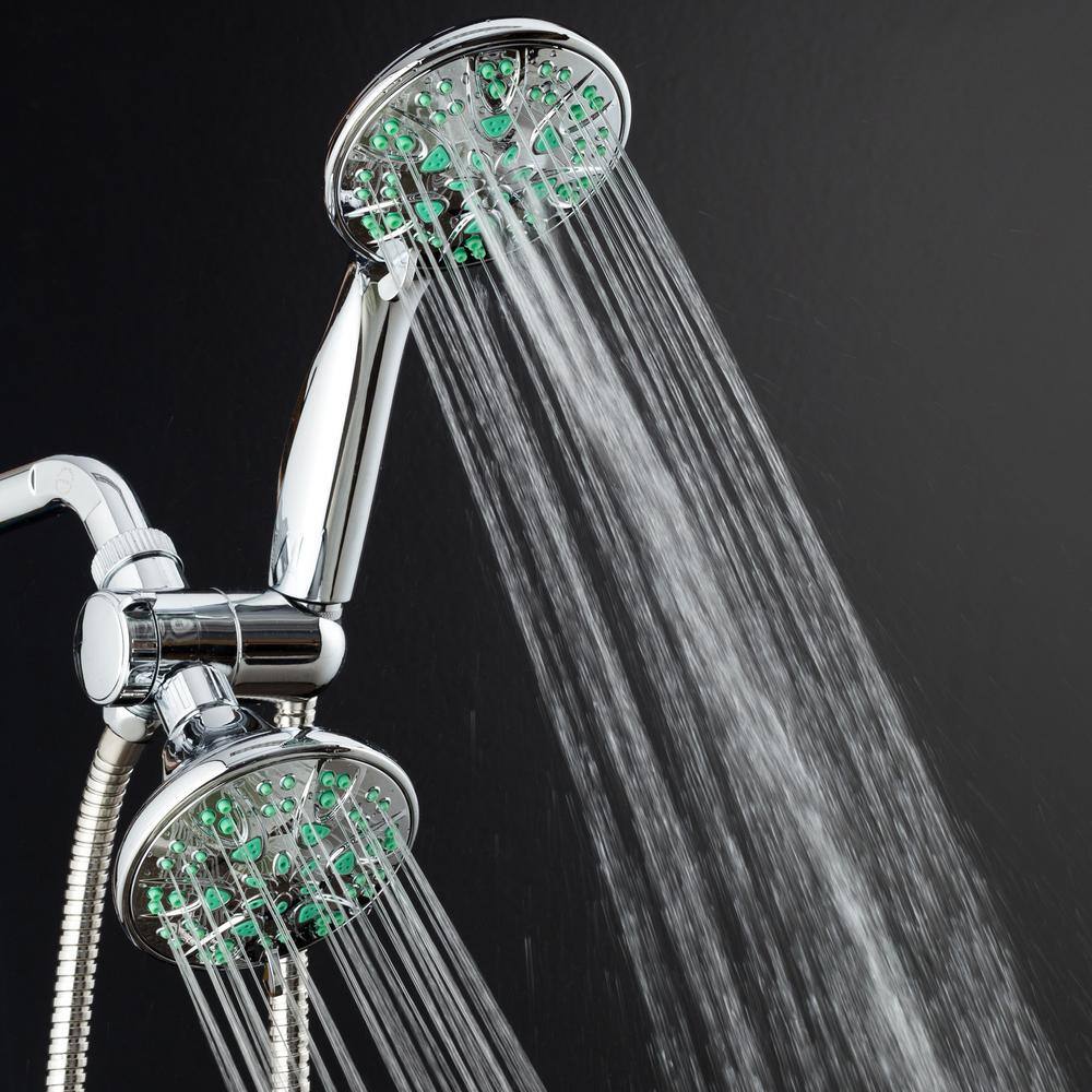 AquaDance Antimicrobial 30-Spray 4 in. High Pressure 3-Way Dual Shower Head and Handheld Shower Head Combo in Chrome 6624