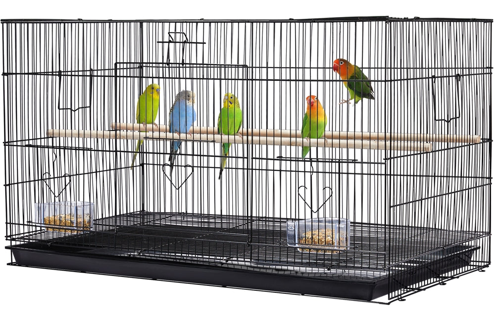 Topeakmart 30.5''L x 18.5''W x 18''H Rectangle Breeding Flight Cage with Slide-Out Tray for Parrots Parakeets Conures Birds， Black