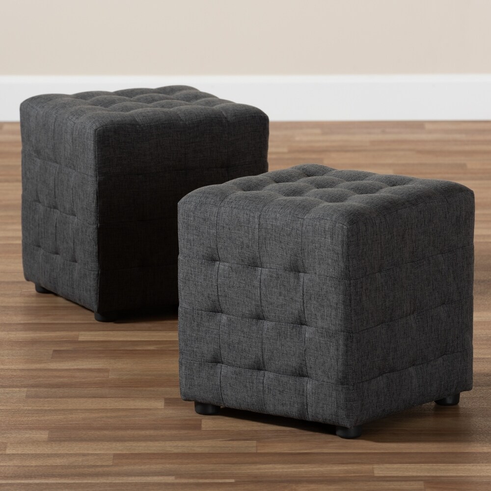 Contemporary Fabric 2 Piece Ottoman Set