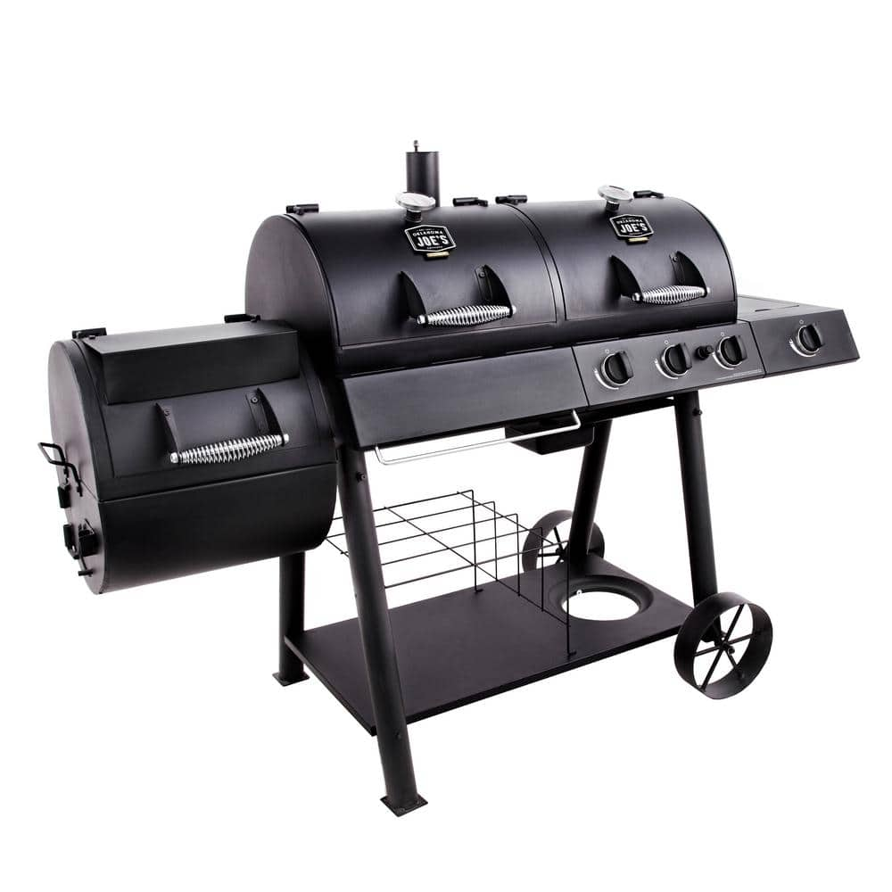 OKLAHOMA JOE'S Longhorn Combo 3-Burner Charcoal and Gas Smoker Grill in Black with 1,060 sq. in. Cooking Space 15202029