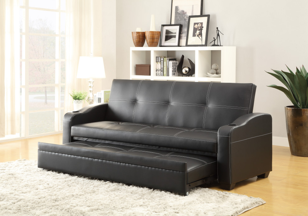 Escher Click Clack Sofa  Black   Contemporary   Sleeper Sofas   by Lexicon Home  Houzz