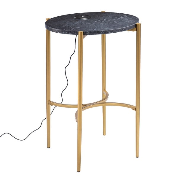 SEI Furniture Carey Contemporary Black Stone Side Table