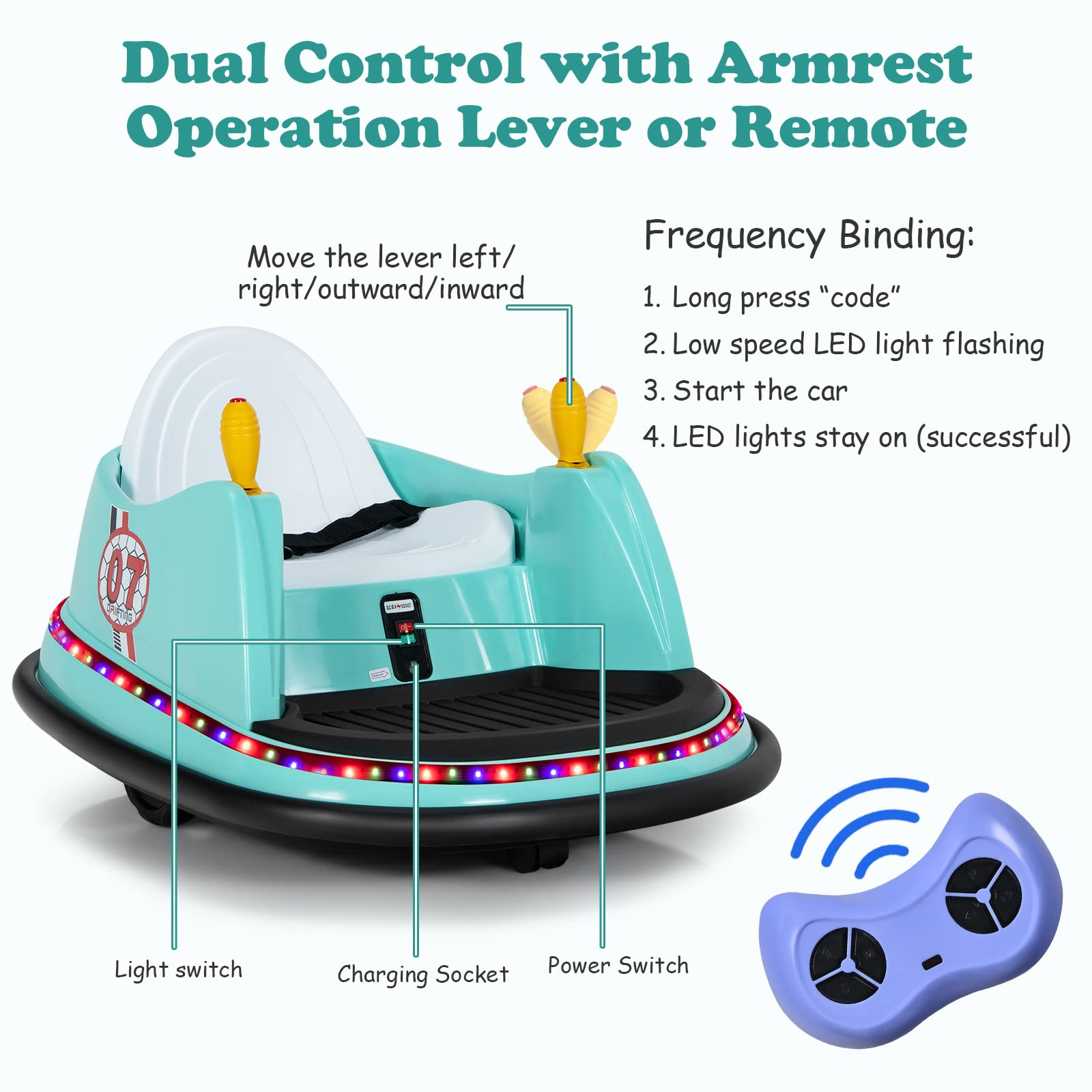 Costzon Bumper Car for Kids, 6V Battery Powered Electric Vehicle w/ Remote Control