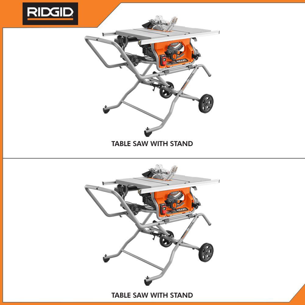 RIDGID 15 Amp 10 in. Portable Pro Jobsite Table Saw (2-Pack) with Rolling Stands R4514-2