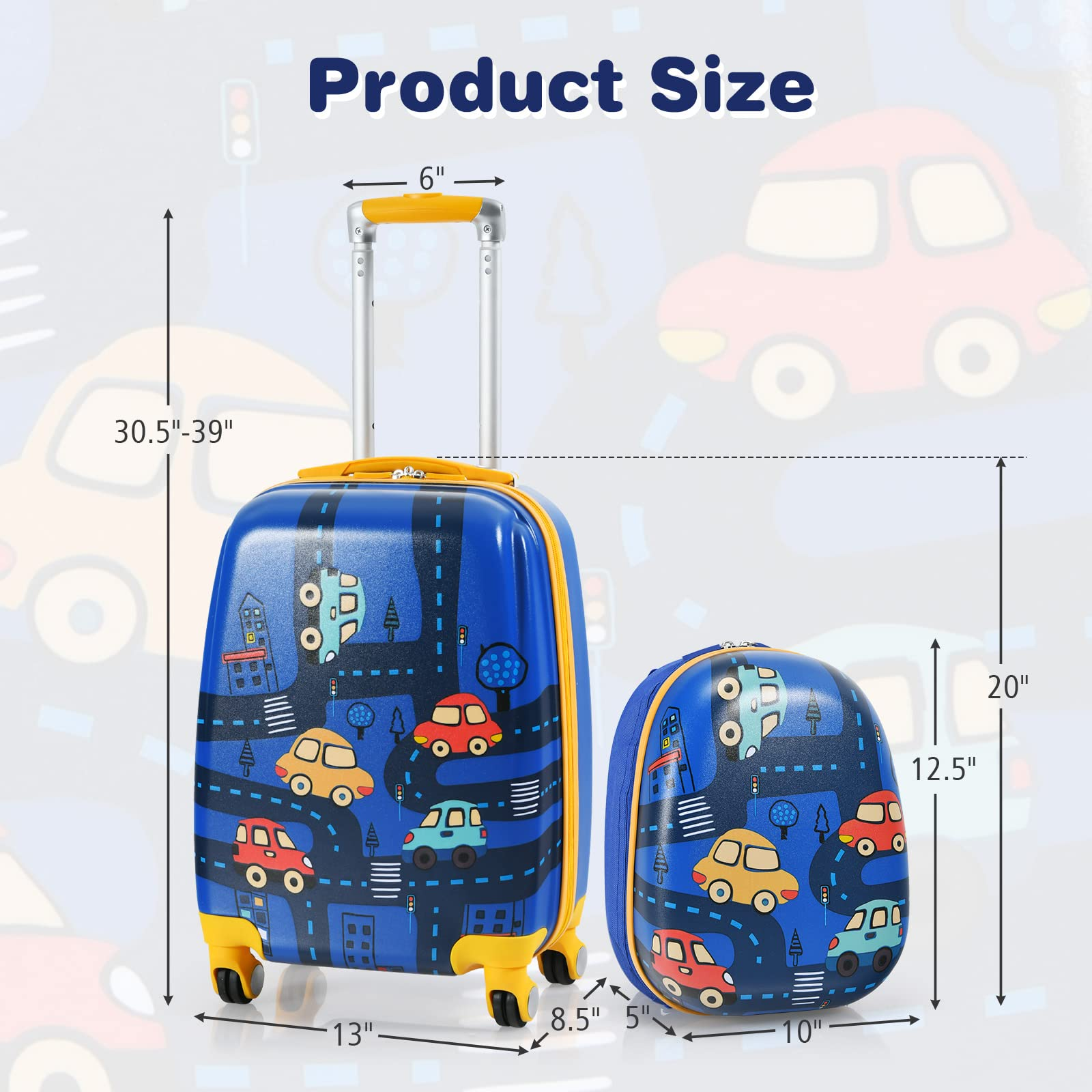 BABY JOY 2 PC Kids Carry On Luggage Set, 12