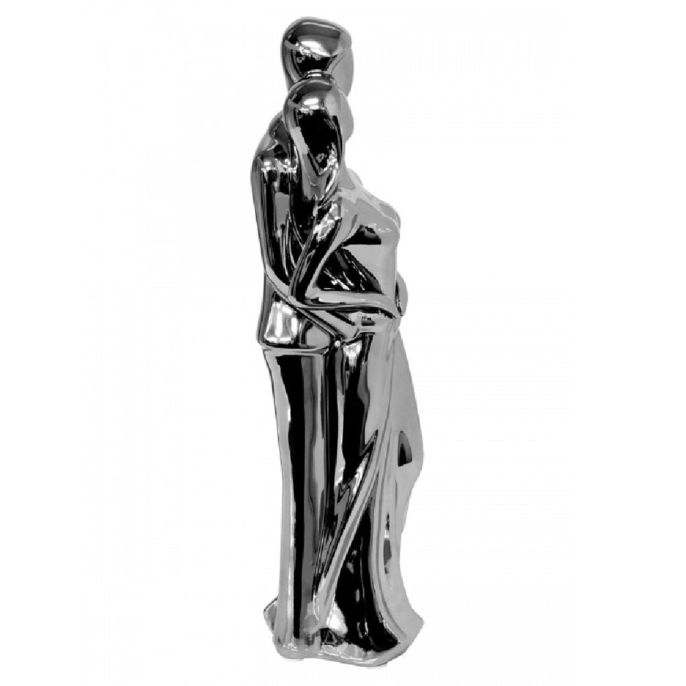 Britalia 880028 Silver Ceramic Embracing Wedding Couple Figurine 37cm