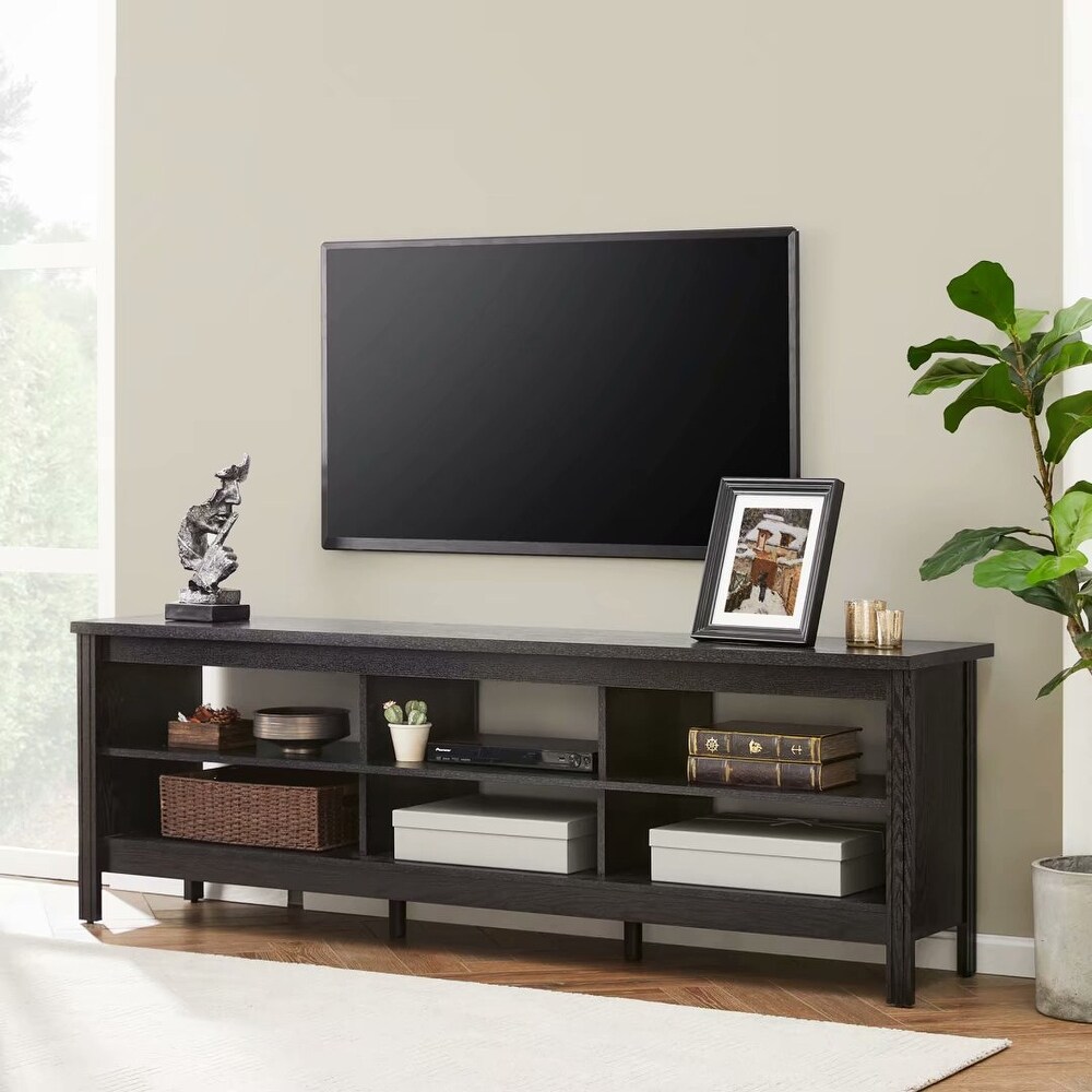 TV Stand for 75 inch TV Entertainment Center Black 70 inch   73 inches