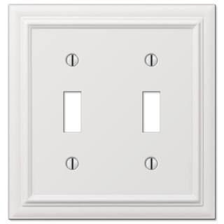 AMERELLE Continental 2 Gang Toggle Metal Wall Plate - White 94TTW