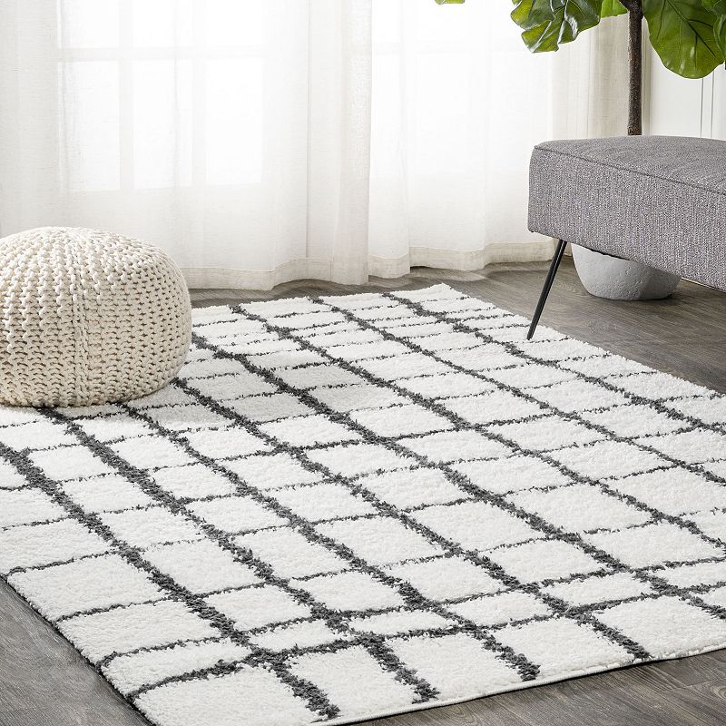 JONATHAN Y Arenal Geometric Grid Shag Rug