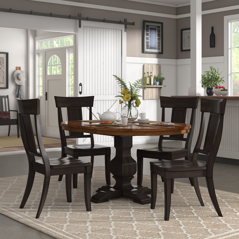 Eleanor Black Extending Oval Wood Table Panel Back 5 piece Dining Set by iNSPIRE Q Classic