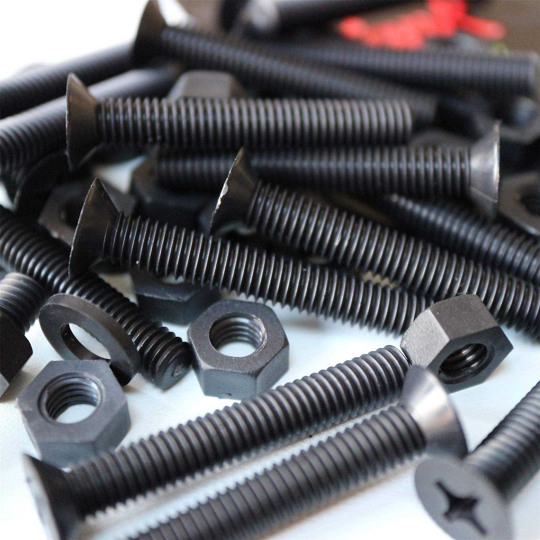 20x Black， Countersunk Cross Head， (PP)， M6 x 40mm， Plastic Bolts， Nuts and Washers - Screws