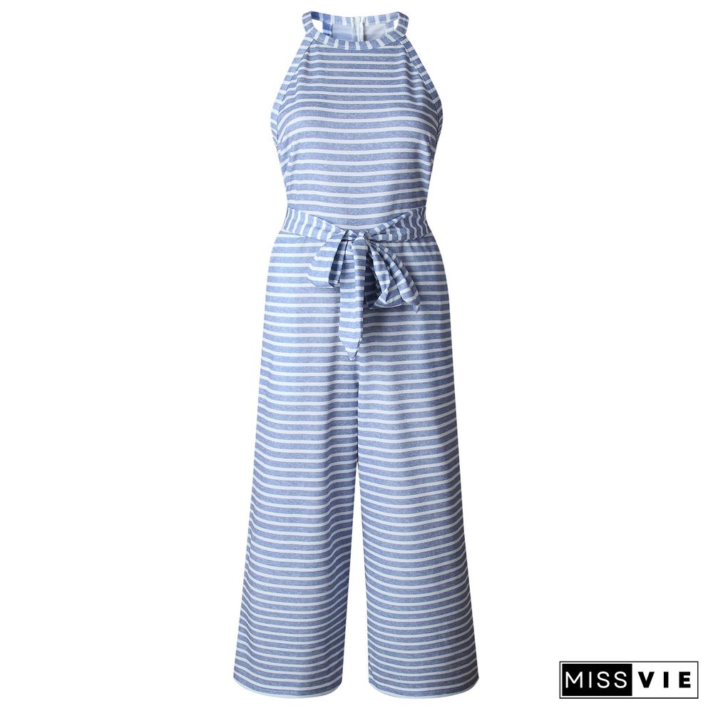 Striped Vacation Casual Jumpsuit