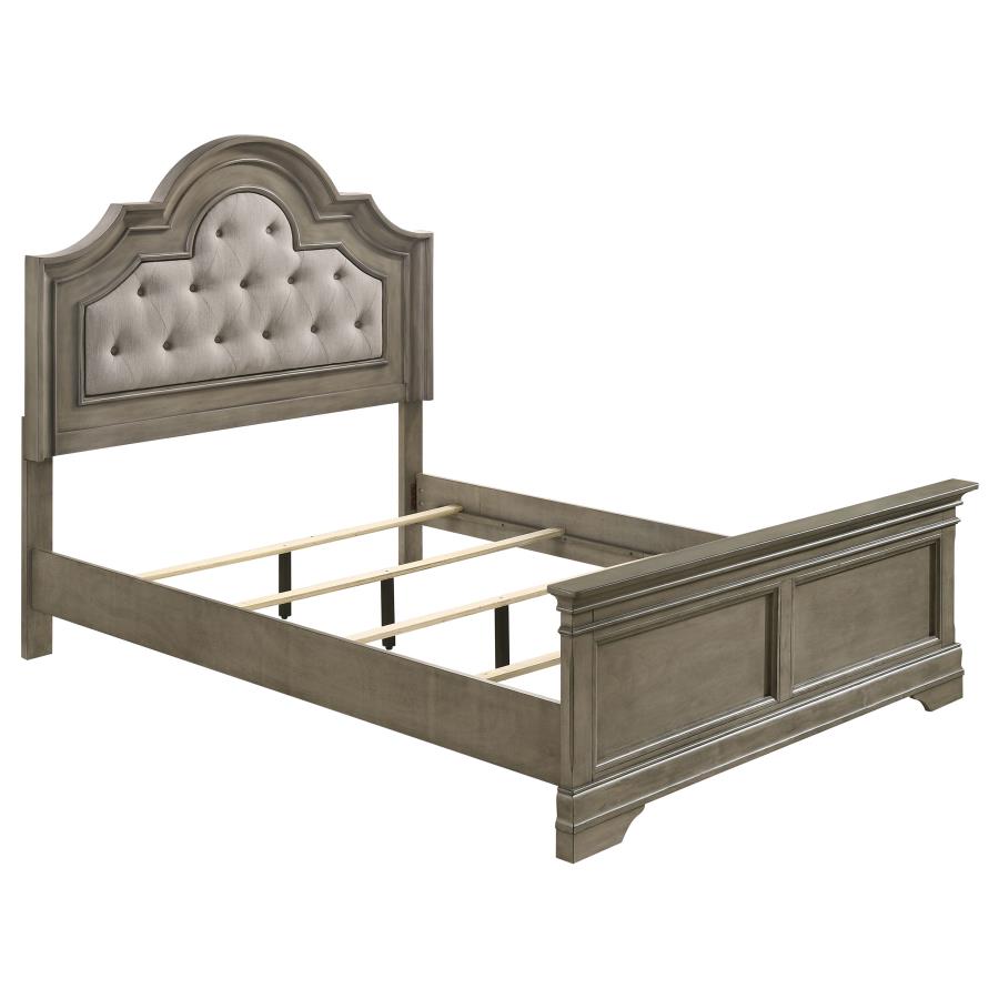 Manchester Bed With Upholstered Arched Headboard Beige And Wheat-222891