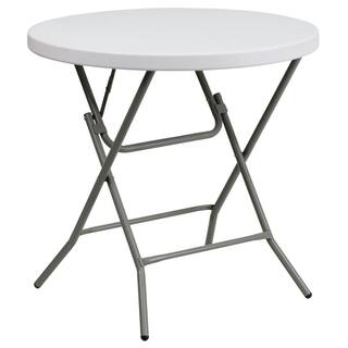 31.5 in. Granite White Plastic Tabletop Metal Frame Folding Table CGA-FLF-17479-GR-HD