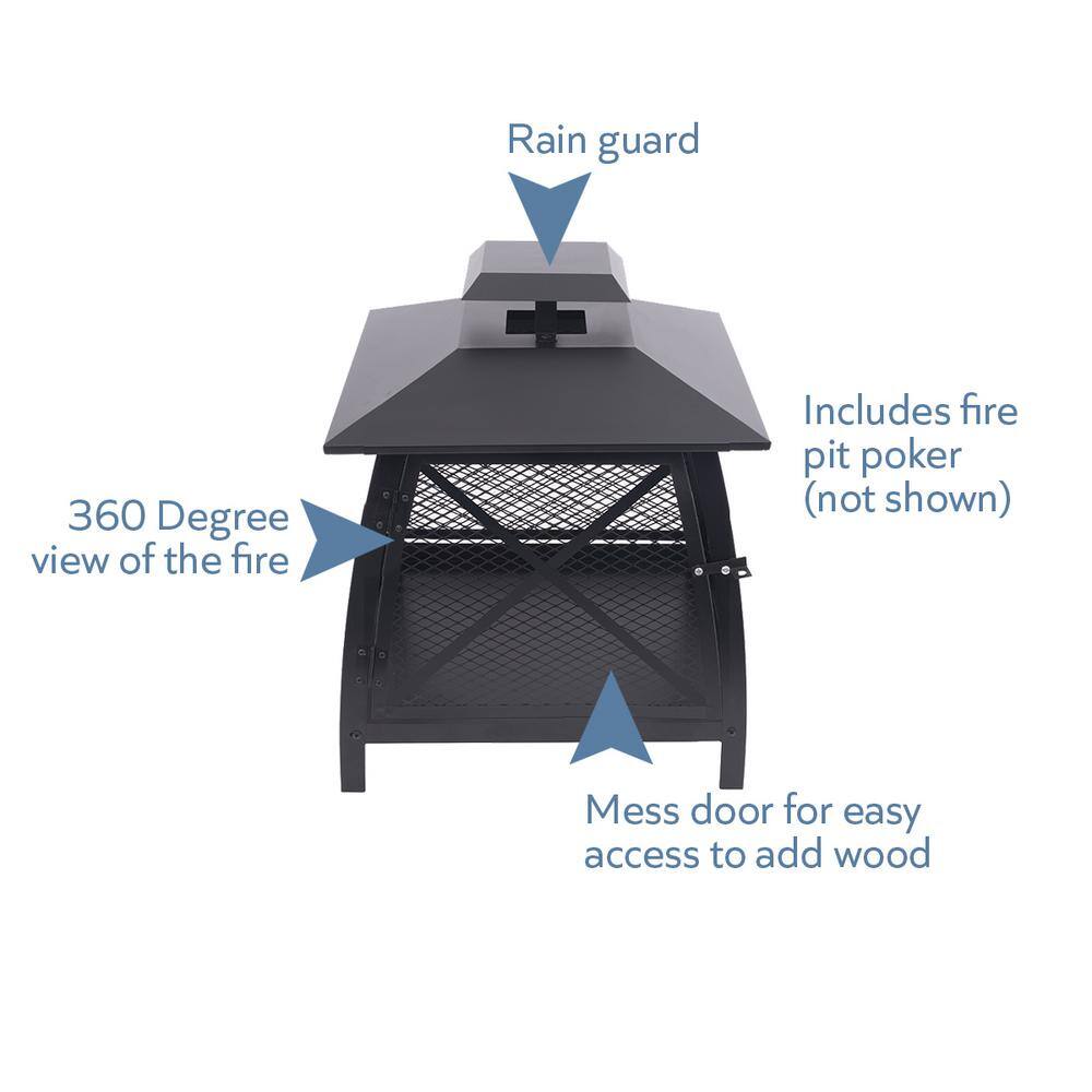 BLUE SKY OUTDOOR LIVING 20 in. Square Steel Mesh Wood Fire Pit with Poker WBF20