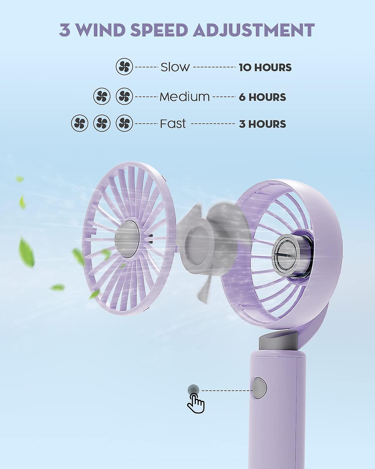 Portable Handheld Fan， Battery Operated Rechargeable Personal Fan， 3 Speed Desk Fan With Base， For Outdoor Activities， Summer Gift