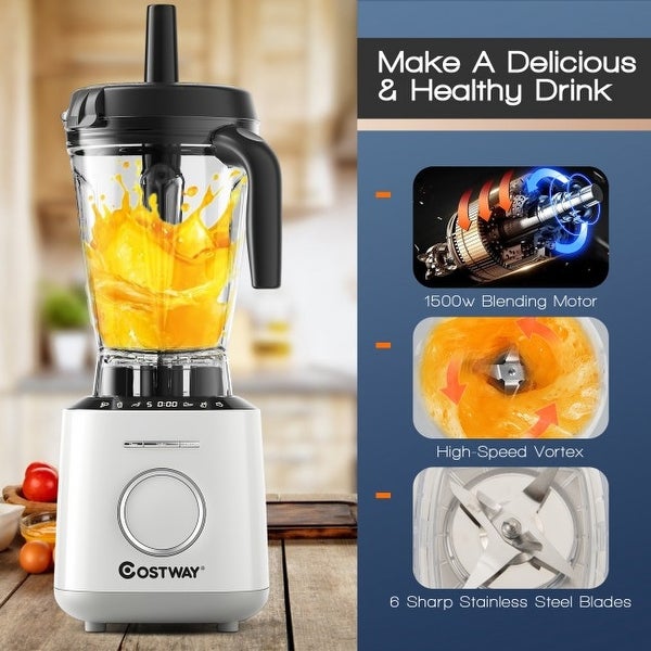 1500W Countertop Smoothies Blender with 10 Speed and 6 Pre-Setting Programs - 7.5