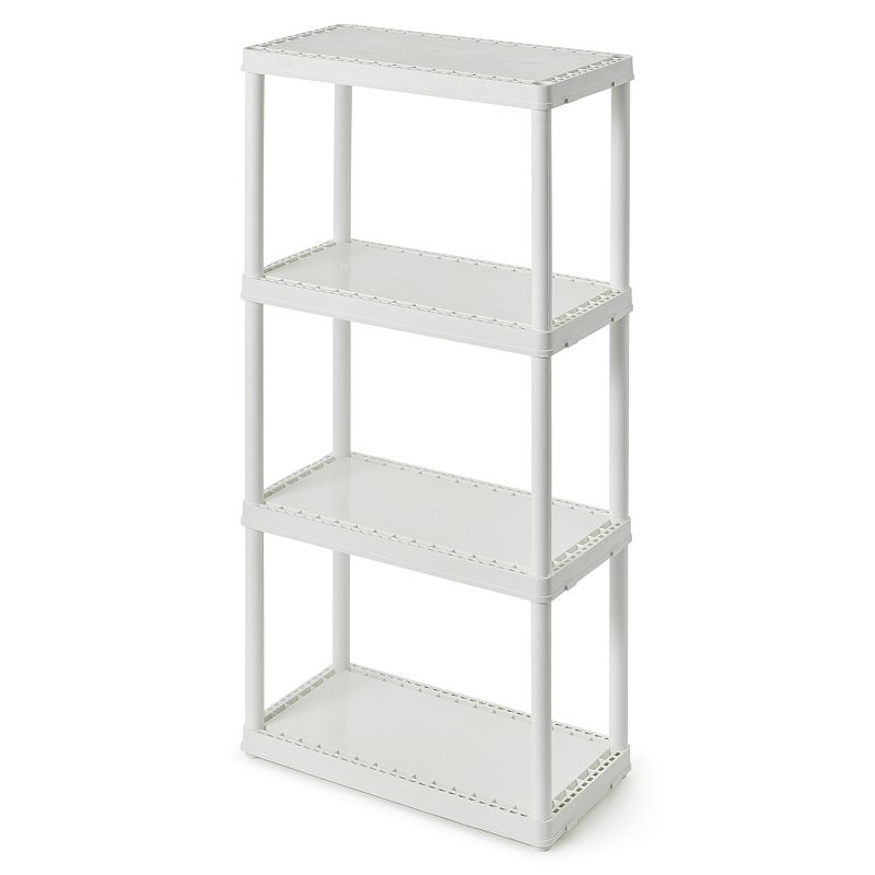 Gracious Living 4 Shelf Fixed Height Solid Light Duty Storage Unit， White， 2 Pk