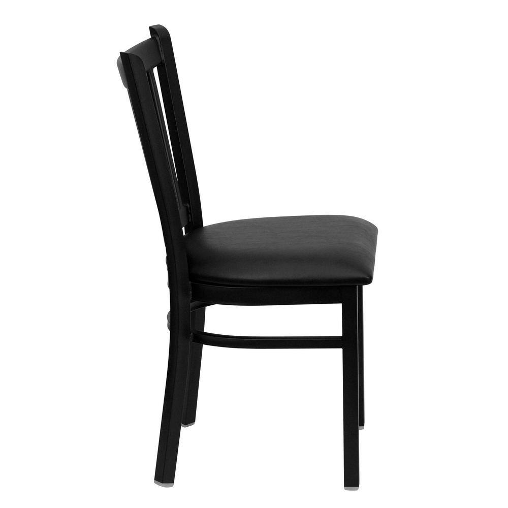 Flash Furniture Hercules Series Black Vertical Back Metal Restaurant Chair with Black Vinyl Seat XUDG6Q2BVRTBLKV