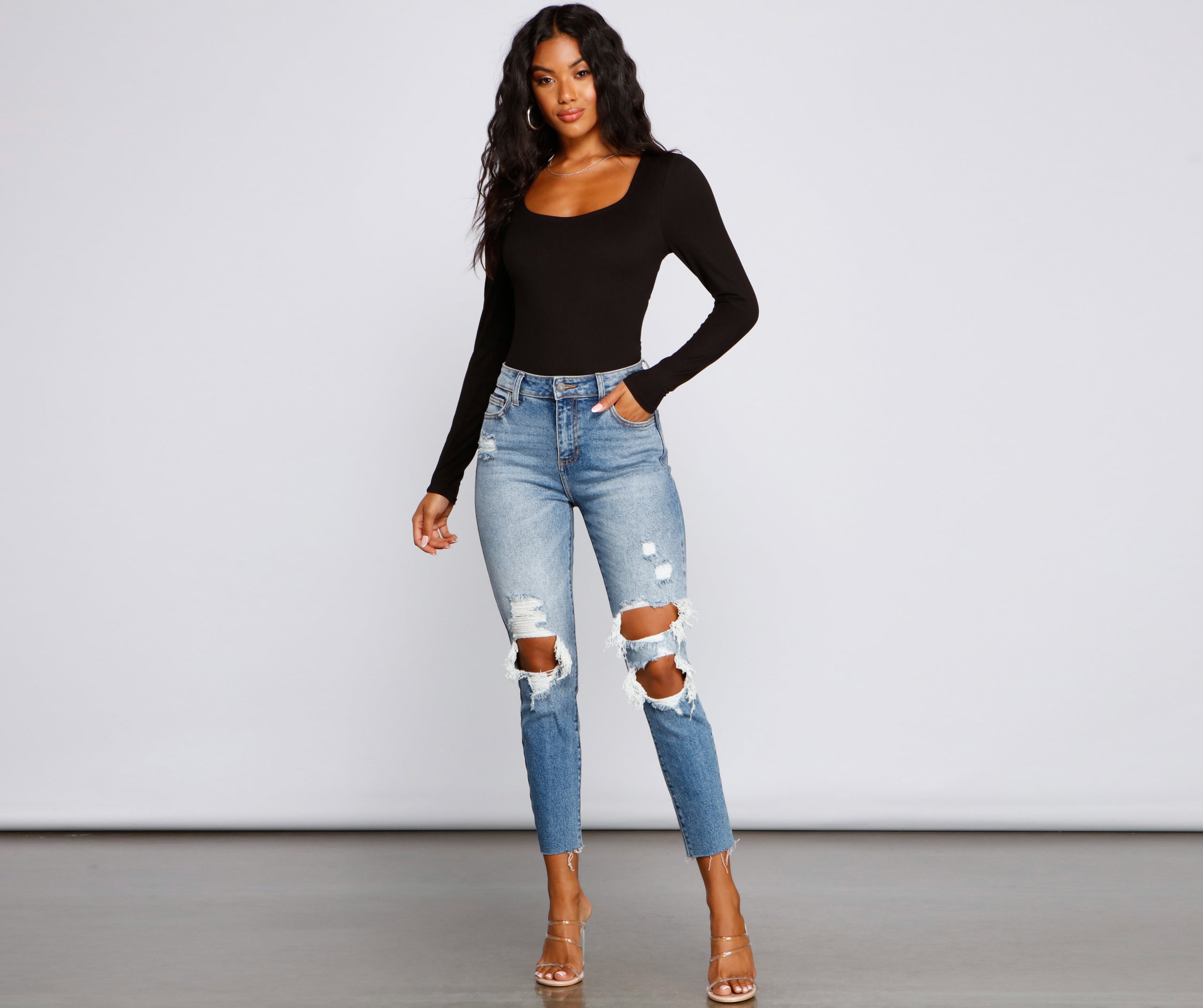 Falling For Basics Open Back Bodysuit