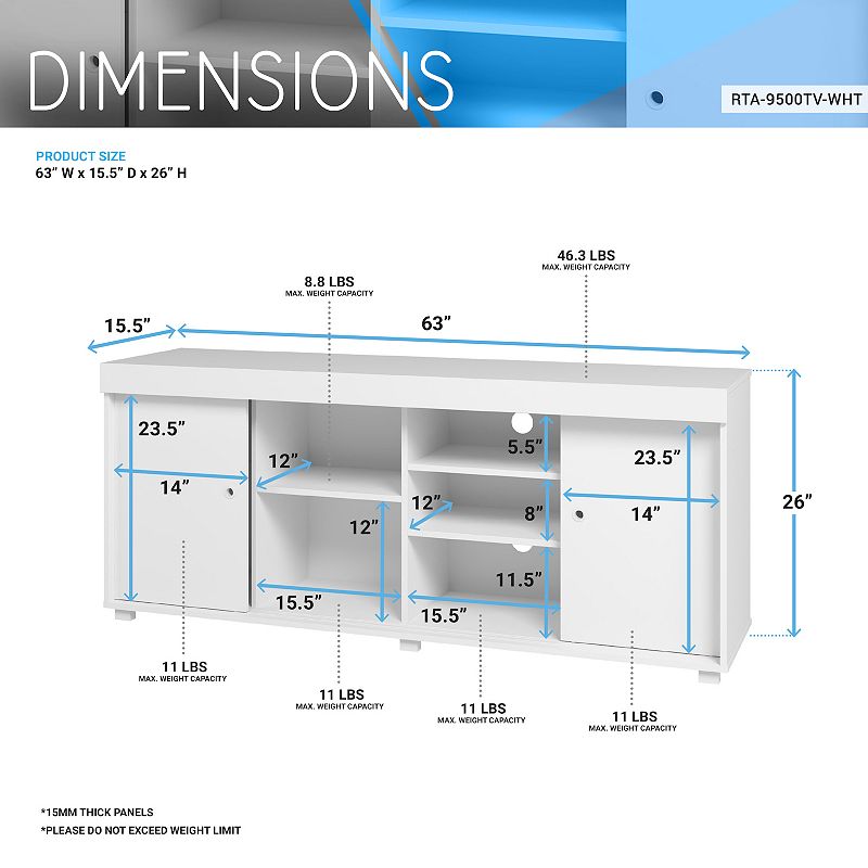 Techni Mobili White Storage TV Stand