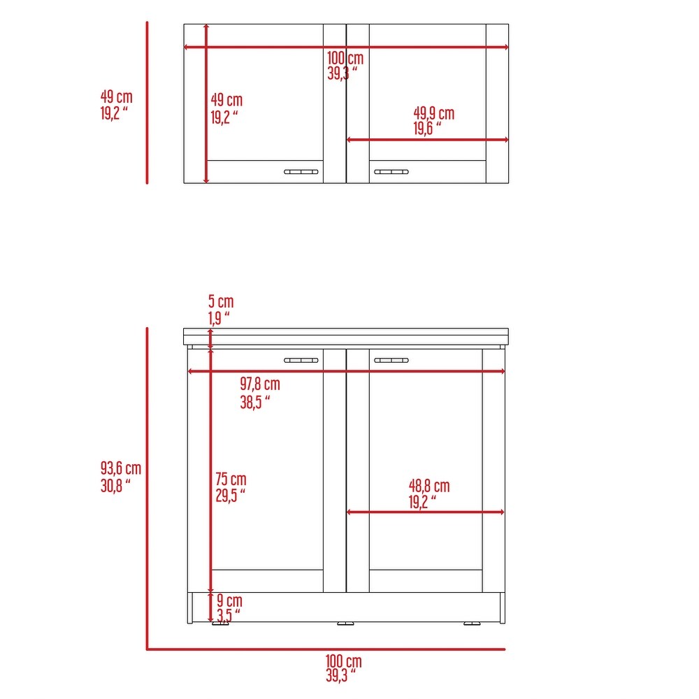 Cambridge 2 piece Rectangle Cabinet Set Black Wengue