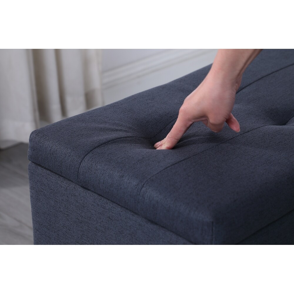 3 Pcs Large Storage Ottoman Bench Set  Combination Ottoman  Tufted Ottoman Linen Bench for Living Room  Hallway  Bedroom