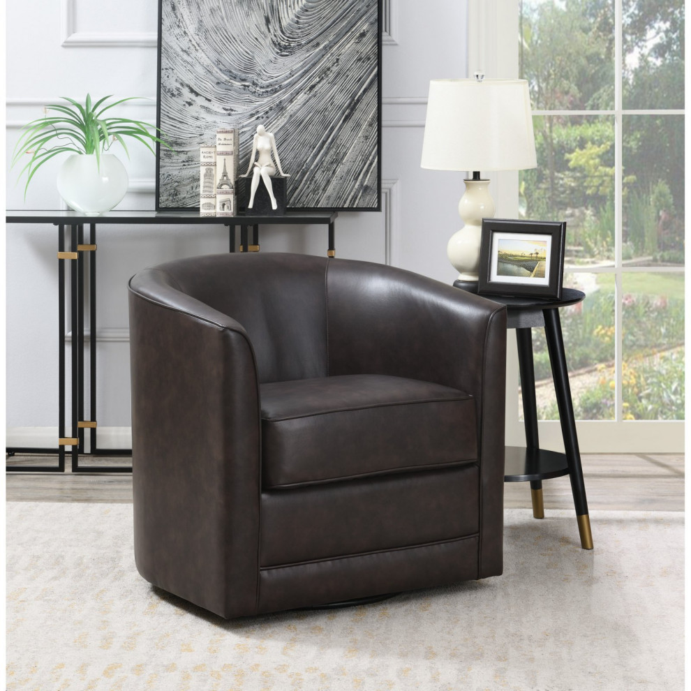 Contemporary Accent Chair  Swiveling Design With Faux Leather Seat   Contemporary   Armchairs And Accent Chairs   by Declusia  Houzz