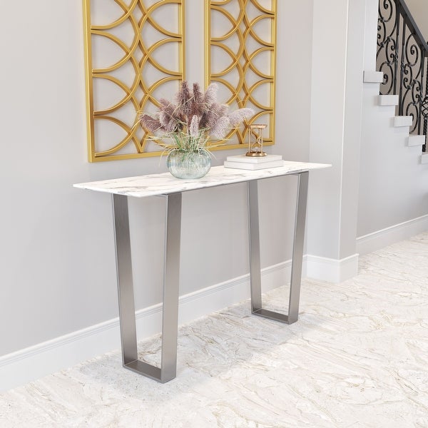 Ben Air Console Table White and Silver - N/A