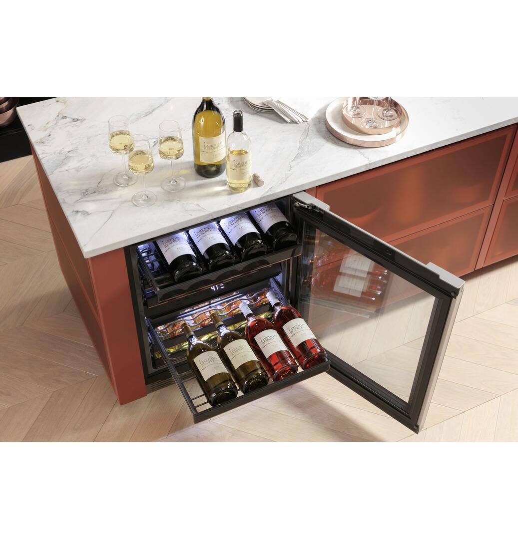 Cafe CCR06DM2PS5 24 Inch Platinum Glass Wine Cooler