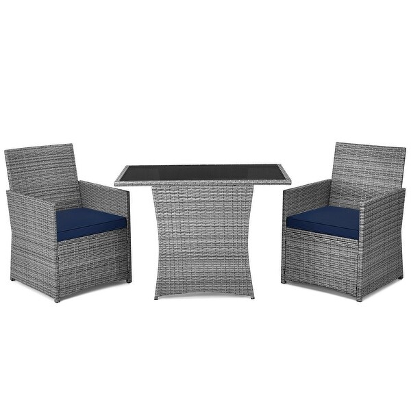 3 Pieces Patio Rattan Furniture Set with Cushioned Armrest Sofa - 26