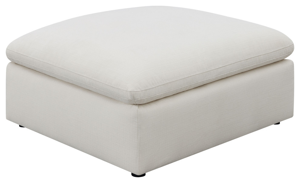 Hobson Cushion Seat Ottoman Off White   Modern   Footstools And Ottomans   by Modon  Houzz