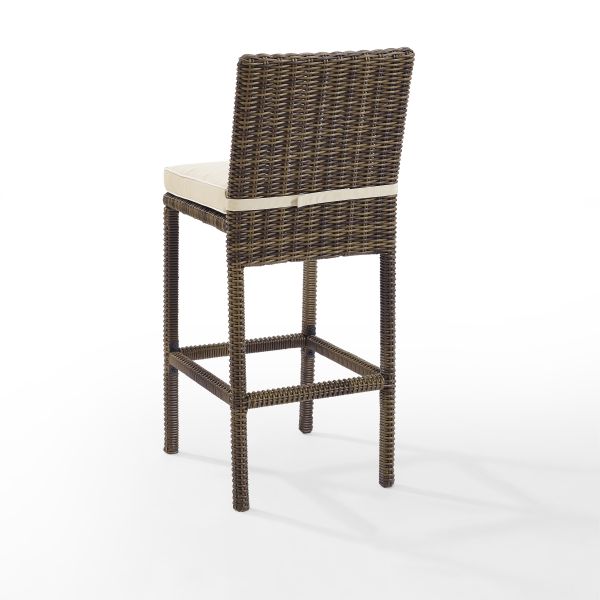 Bradenton 2Pc Outdoor Wicker Bar Height Bar Stool Set